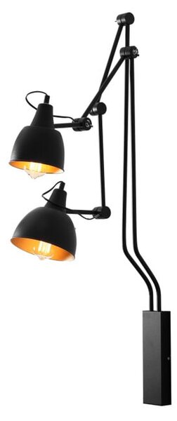 Čierna nástenná lampa na 2 žiarovky CustomForm Coben