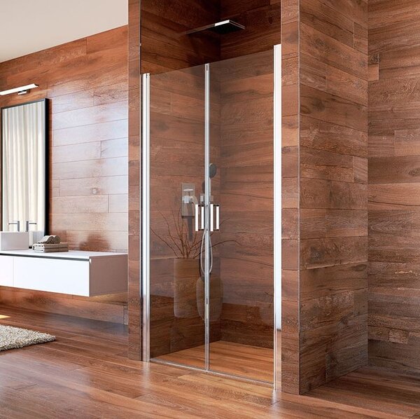 Sprchové dvere, Lima, dvojkrídlové, lietacie, 85x190 cm, chróm ALU, sklo Point