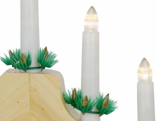 Vianočná dekorácia - drevený svietnik, 7 LED diód
