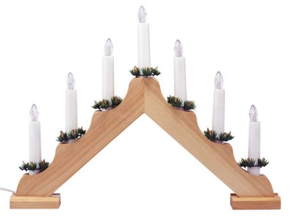 Vianočná dekorácia - drevený svietnik, 7 LED diód