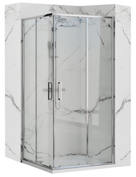 Rea Punto, sprchový kút s posuvnými dverami 80(dvere) x 80(dvere) x 190 cm, 5mm číre sklo, chrómový profil, REA-K0863