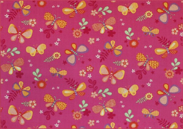 Detský koberec Motýlí LÚKA - ružový