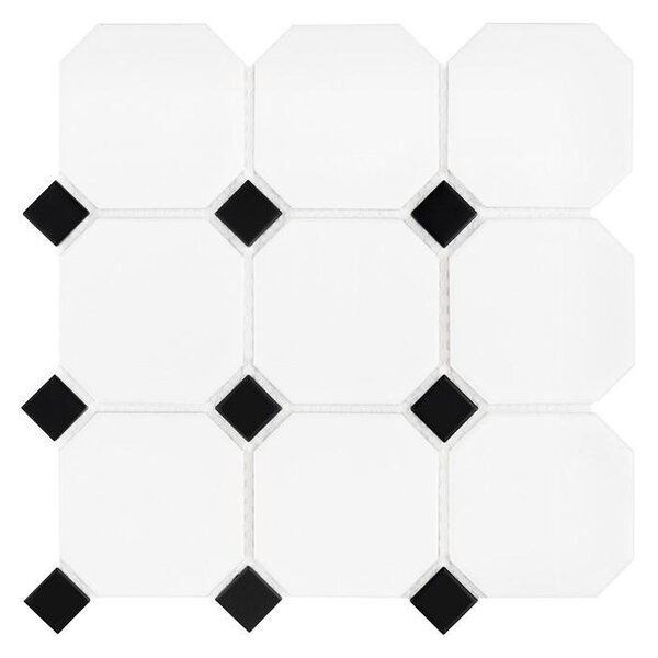 DUNIN - Octagon White 95 matt Keramická mozaika DUNIN (9,52 x 9,52 + 2,5 x 2,5 x 0,6 cm/1ks)