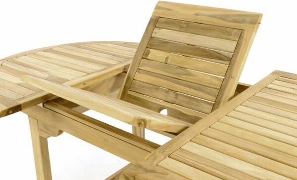 Záhradný jedálenský stôl z teakového dreva DIVERO - 120/170 cm