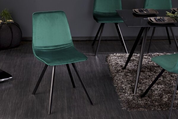 Dizajnová stolička Amsterdam zamat smaragdovo zelená