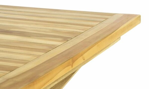 Skladací záhradný stolík DIVERO - teakové drevo neošetrené - 80 cm