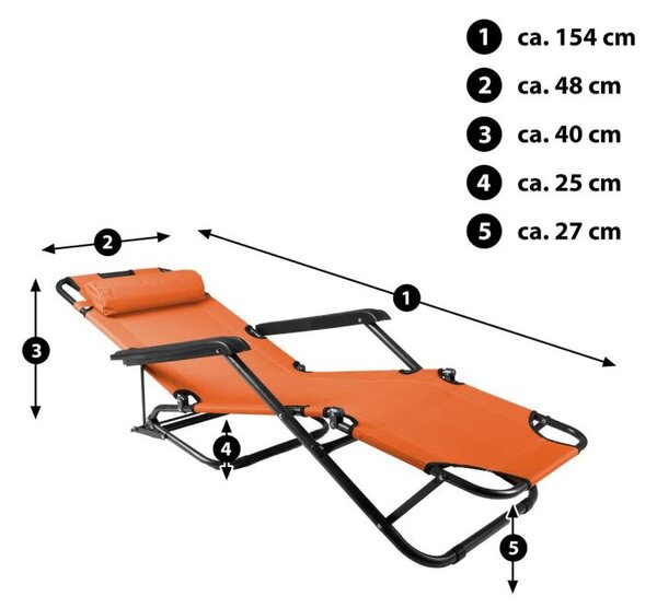 Skladacie záhradné ležadlo - oranžové