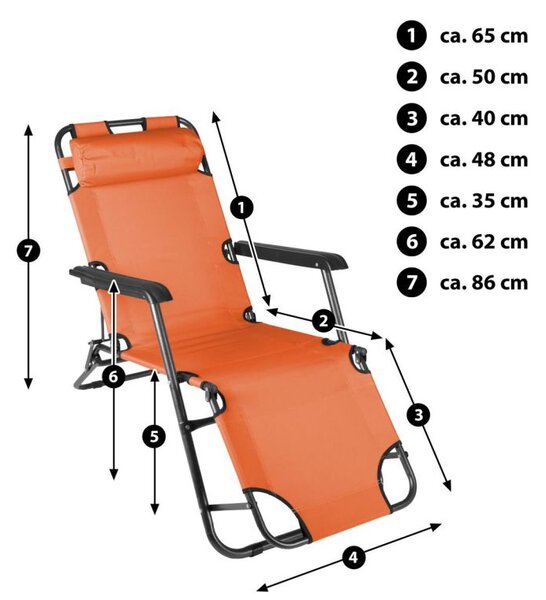 Skladacie záhradné ležadlo - oranžové