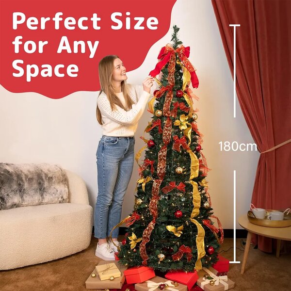Merrypine™ Skladací Ozdobený Vianočný Stromček, Strieborný