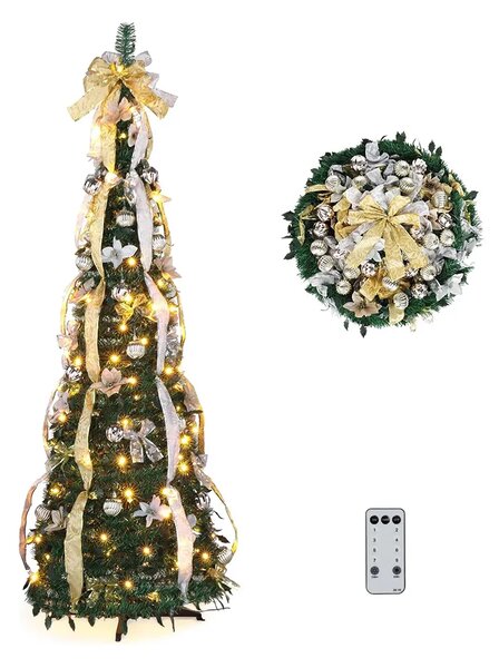 Merrypine™ Skladací Ozdobený Vianočný Stromček, Strieborný