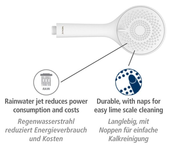 Biela sprchová súprava z nehrdzavejúcej ocele 70 cm Watersaving – Wenko