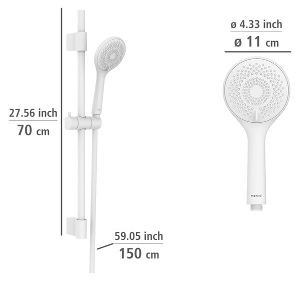 Biela sprchová súprava z nehrdzavejúcej ocele 70 cm Watersaving – Wenko