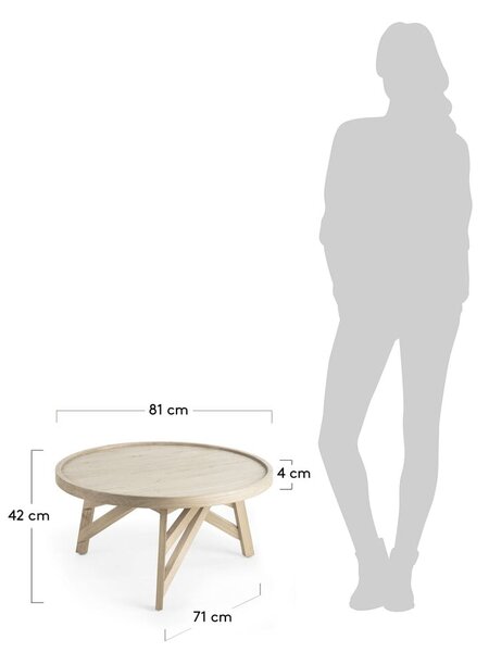 Konferenčný stolík z dreva mindi Kave Home Thais, ø 80 cm
