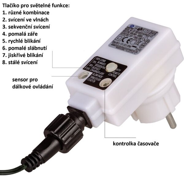 VOLTRONIC Párty osvetlenie 5 m, 50 LED, teplá biela, ovládač