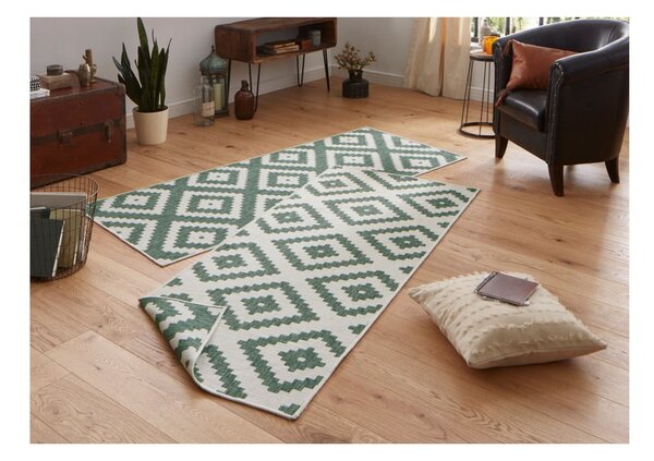 Zeleno-krémový vonkajší koberec NORTHRUGS Malta, 80 x 250 cm