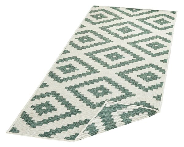 Zeleno-krémový vonkajší koberec NORTHRUGS Malta, 80 x 250 cm