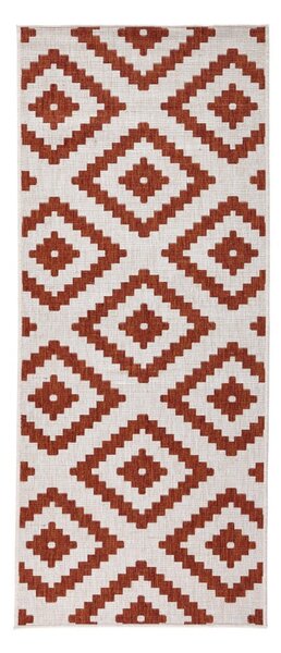 Červeno-krémový vonkajší koberec NORTHRUGS Malta, 80 x 345 cm