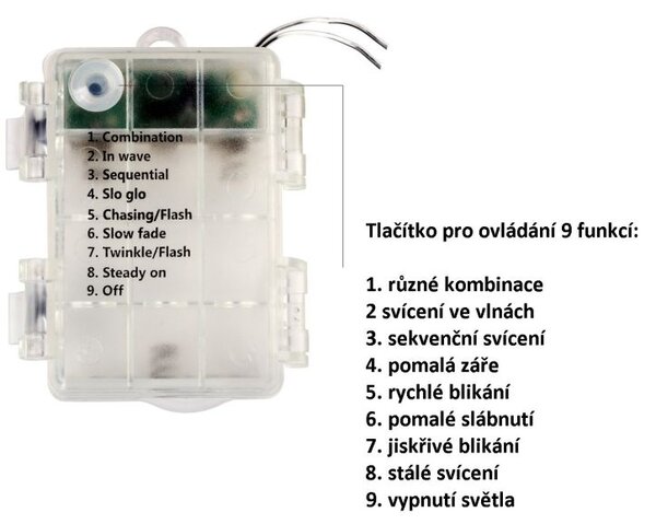 VOLTRONIC Svetielka 20 m, 200 LED,studená biela, na batérie