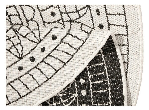 Čierno-krémový vonkajší koberec NORTHRUGS Porto, ⌀ 140 cm