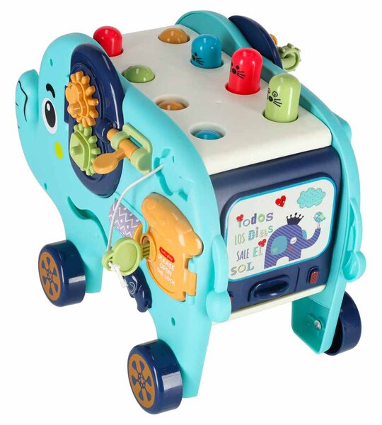 KIK Montessori interaktívny sloník – triedič tvarov a zatĺkač s kladivkom, 26 cm