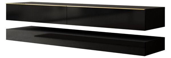 TV STOLIK SALLE ČIERNY LESK + ZLATÉ ÚCHYTKY 140 cm