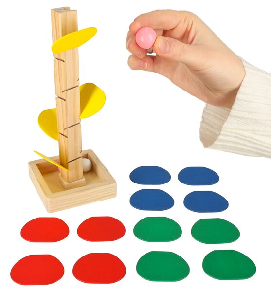 KIK Montessori drevený kulodrom – vzdelávacia veža s guľôčkami