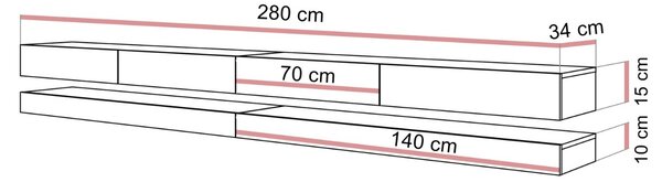 TV STOLIK SALLE BIELY LESK 280 cm