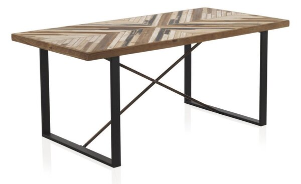 Jedálenský stôl s kovovými nohami a doskou z recyklovaného dreva Geese, 180 x 90 cm