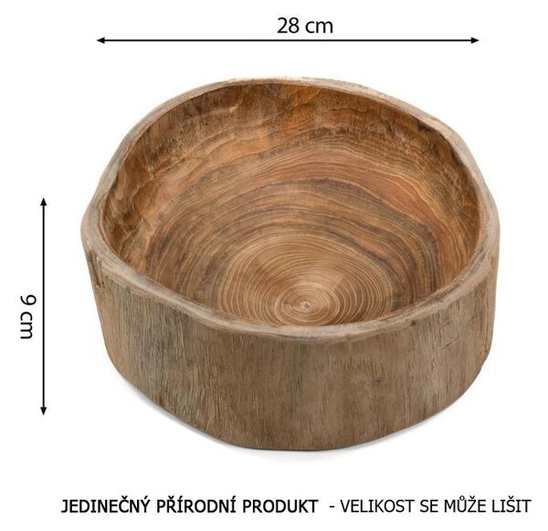 Dekoratívna guľatá drevená miska
