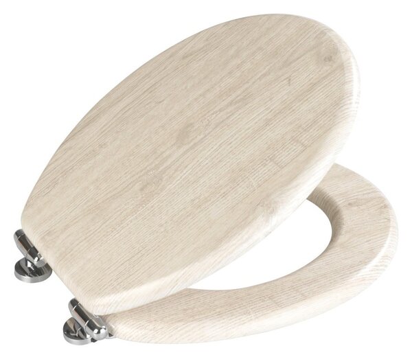 Svetlé WC sedadlo s jednoduchým zatváraním Wenko Oak, 43 × 37 cm
