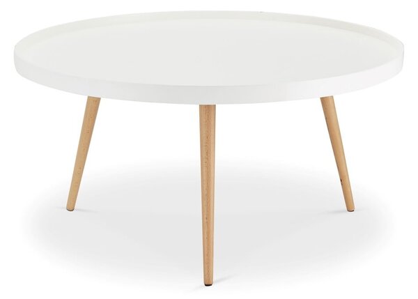Biely konferenčný stolík s nohami z bukového dreva Furnhouse Opus, Ø 90 cm