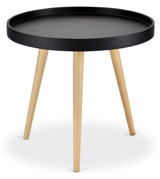 Čierny odkladací stolík s nohami z bukového dreva Furnhouse Opus, Ø 50 cm