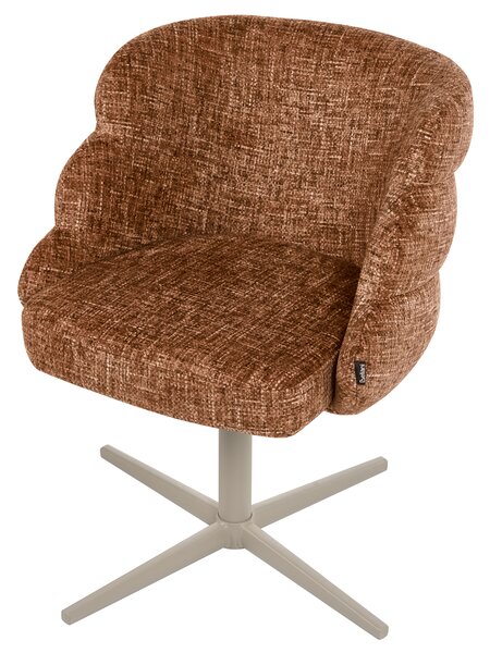Otočná jedálenská stolička zlatohnedá látkové čalúnenie zaoblené sedadlo mid-century modern štýl kuchyňa jedáleň