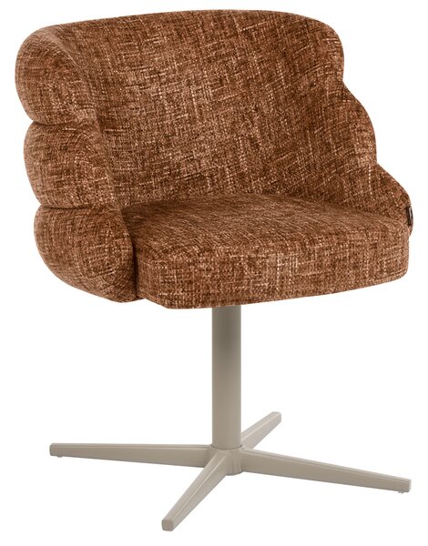 Otočná jedálenská stolička zlatohnedá látkové čalúnenie zaoblené sedadlo mid-century modern štýl kuchyňa jedáleň