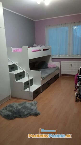 PostielkyPostele.sk Poschodová posteľ MAX 3 rozšírená 200x120 biela - grafitová