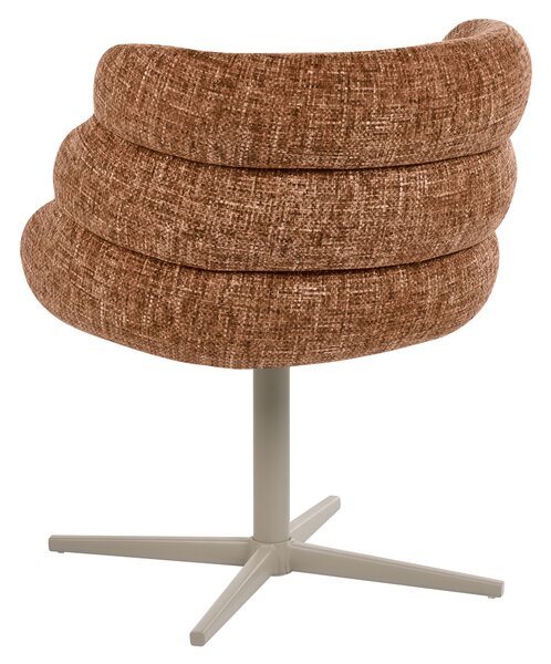 Otočná jedálenská stolička zlatohnedá látkové čalúnenie zaoblené sedadlo mid-century modern štýl kuchyňa jedáleň