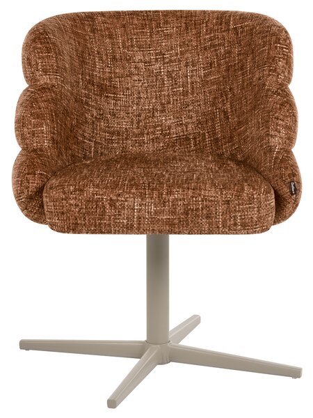 Otočná jedálenská stolička zlatohnedá látkové čalúnenie zaoblené sedadlo mid-century modern štýl kuchyňa jedáleň