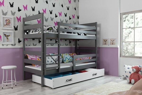 Poschodová posteľ ERIK 2 - 160x80cm - Grafitová - Biela (Najmenšia varianta 160x80cm)
