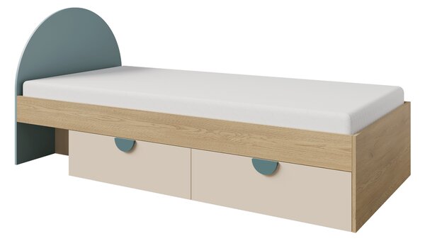 NovýNábytok.sk Jednolôžková posteľ 90 cm Leora 13 (dub cremona + makadamia + morská) (s roštom) (s úl. priestorom). Akcia -16%. Vlastná spoľahlivá doprava až k Vám domov. 1159969