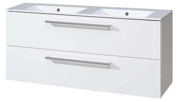 Mereo CN663 skrinka s dvojumývadlom 120 cm, biela/biela