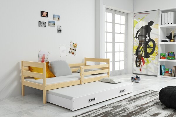BMS Detská posteľ s prístelkou ERYK borovica Farebné prevedenie šuplíka: Biela, Veľkosť spacej plochy: 190x80 cm