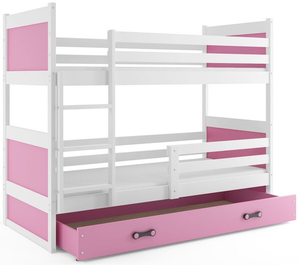 Detská poschodová posteľ RICO | biela 90 x 200 cm Farba: Ružová