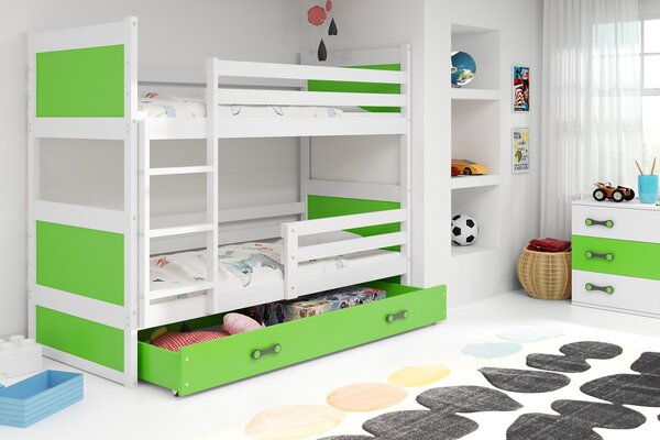 Detská poschodová posteľ RICO | biela 80 x 160 cm Farba: Zelená