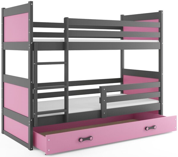 Detská poschodová posteľ RICO | sivá 80 x 190 cm Farba: Ružová