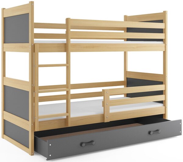Detská poschodová posteľ RICO | borovica 80 x 190 cm Farba: Sivá