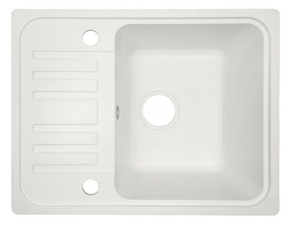 Aquamarin Granitový kuchynský drez, 57 x 45 cm, biely