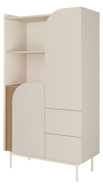 NovýNábytok.sk Policová skriňa Clarissa 4 (makadamia + dub jarný). Akcia -16%. Vlastná spoľahlivá doprava až k Vám domov. 1160060