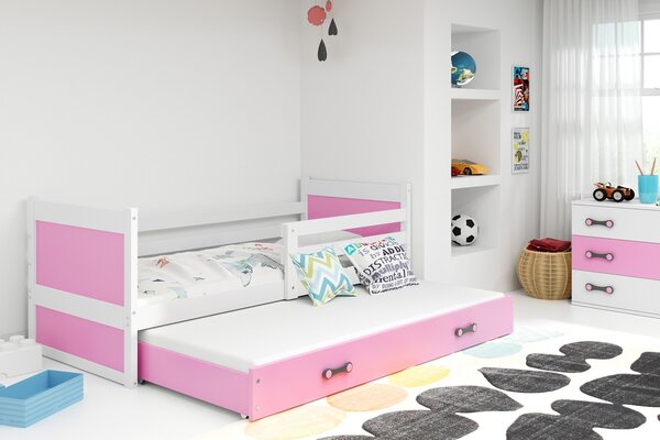 Detská posteľ s prístelkou RICO 2 | biela 80x190 cm Farba: Ružová
