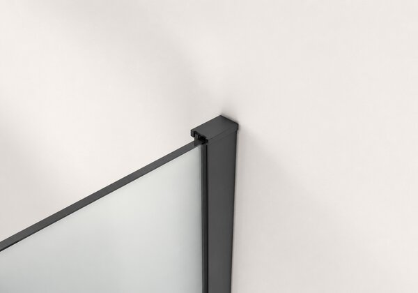 CERANO - Sprchová zástena Walk-in Onyx T L/P - 8 mm - hranatá vzpera - matná čierna, mliečne sklo - 40x30x200 cm