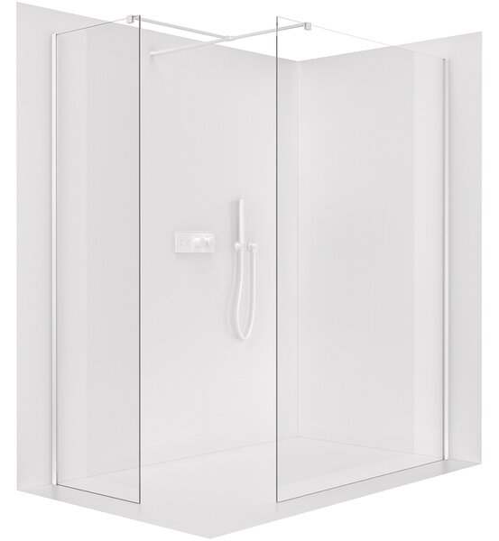 CERANO - Sprchová zástena Walk-in Onyx T L/P - 8 mm - hranatá vzpera - matná biela, transparentné sklo - 30x30x200 cm